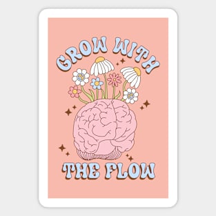 Mental Health Matters Grow With The Flow Floral Brain Groovy Magnet